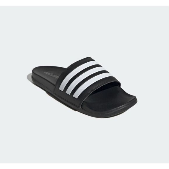 NWT ADIDAS Slides Adilette Comfort Black White Stripes Unisex Men’s 5 Women’s 6 - Picture 5 of 9